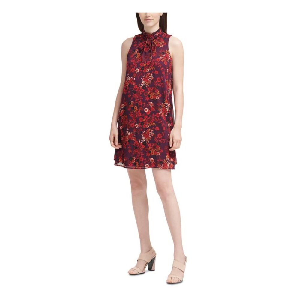 calvin klein fit and flare dress red Womens Calvin Klein Red Smooth Stretch Fit and Flare Sleeveless Dress US 2